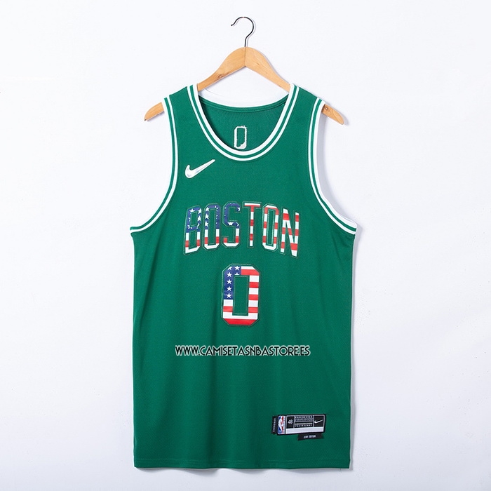 Jayson Tatum NO 0 Camiseta Boston Celtics Bandera Edition 75th Verde